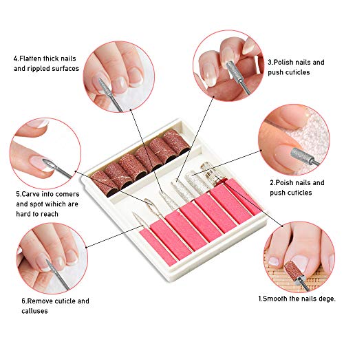 Pulidor De Uñas Electric Profesional Manicura, YZPUSI Pulidor Taladro Nail Pulidora Torno Nail Art File Drill 6 Sets, La Forma De La Pluma Para Uña Pen …