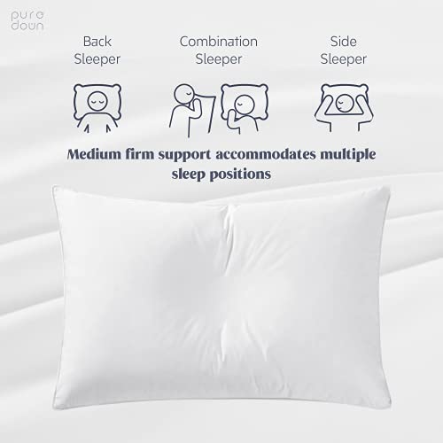 puredown Pack de 2 Almohadas de Pluma y Plumón Lavable a Máquina Soporte Firme 50x76cm