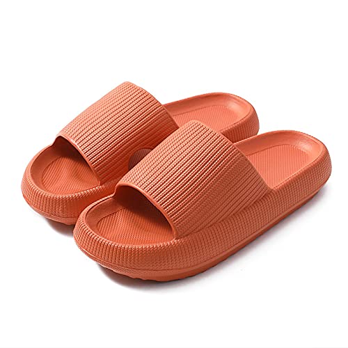 QAZW Almohada Diapositivas Pantuflas para Mujeres y Hombres Suela Gruesa Antideslizante Sandalias De Secado Rápido Punta Abierta Súper Suave para Baño Ducha Piscina Gimnasio,Orange-7/8