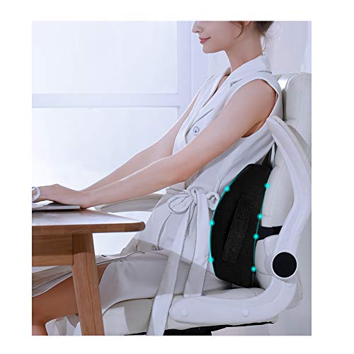 Qingzhuan Cojín para la Parte Inferior de la Espalda Cojín de Alivio Lumbar Cojín de Espuma viscoelástica Cojín de Malla Transpirable para Silla con Correas Ajustables (2 Piezas, Negro)