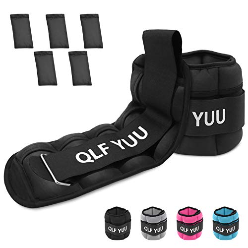 Qlf yuu - Muñequeras y tobilleras lastradas de 0,5 kg, 1 kg, 1,5 kg, 2 kg, 3 kg, para piernas y brazos, pesas ajustables para hombres y mujeres, para fitness o correr, Negro , 0.5kg(×2)