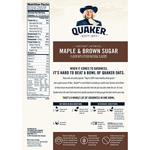 Quaker Instant Oatmeal Maple Brown Sugar - 40ct