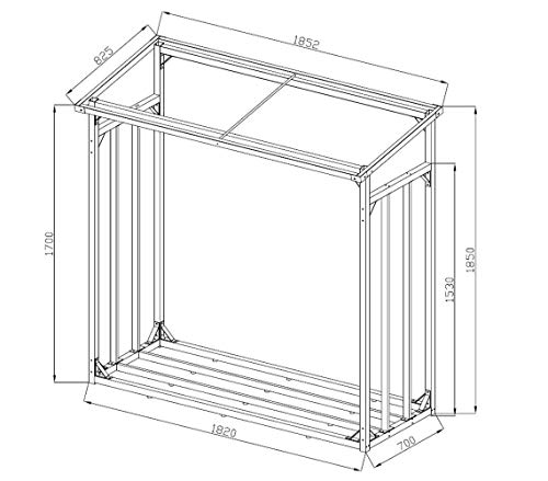 QUICK STAR Aluminio Chimenea Madera Estante XXL 185 x 70 x 185 cm Jardín Chimenea Madera Refugio de 2,3 m³ apilables Ayuda Exterior con protección Impermeable
