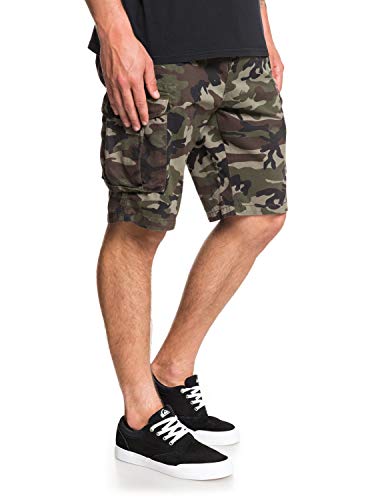 Quiksilver Sr Pantalones Cortos, Hombre, Camo Print Crucial Battle, 32