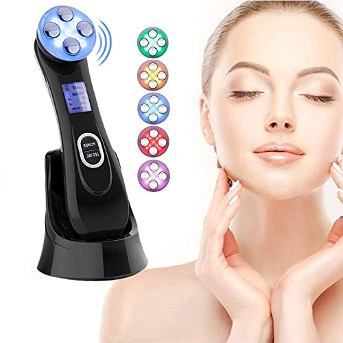 Radiofrecuencia Facial y corporal Aparato, Aparato Facial aparato Radiofrecuencia, 5 Modos de Terapia de luz LED, Antiarrugas, Anti-envejecimiento, Limpieza Profunda, Cuidado Facial