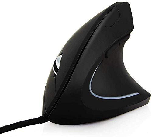 Ratón Óptico Ergonómico USB Ratón Óptico de Alta Precisión con Cable Vertical 4 dpi Ajustable con Color Breathing Light Mouse 5 Botones para PC/Portátil/Mac (Gray)