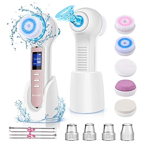 Raxurt Limpiador de Poros, Cepillo de Limpieza Facial, Limpiador Facial Eléctrico Recargable, Pantalla LED, Succionador de Puntos Negros Para Maquillaje Espinillas y Acné Eliminador