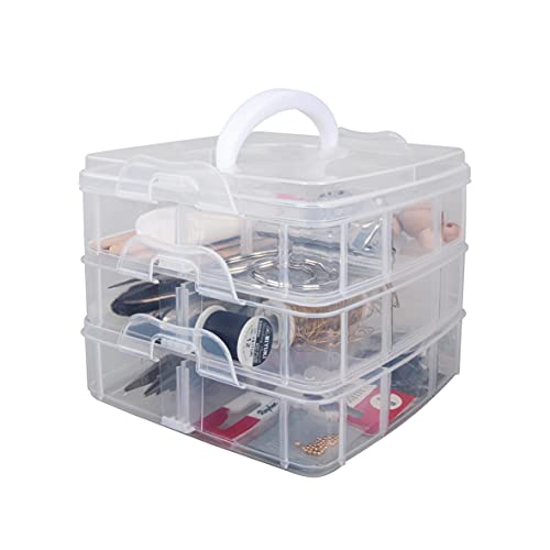 Rayher Caja clasificada con asa, Surtido, 15,5x15,5x12,9 cm, 3x6 compartimentos