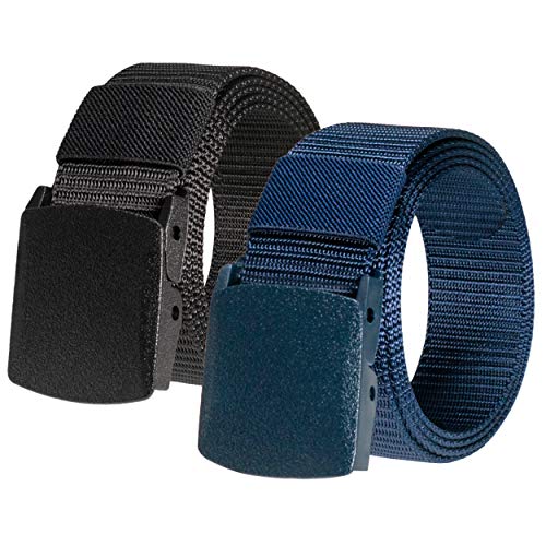 RBOCOTT Cinturón Táctico Militar Ajustable de Hombre, Cinturón Táctico Ajustable de Nylon, Cinturón con Hebilla de Plástico, Cinturón Negro, Marina, Cinturones para Exteriores(125CM)