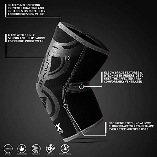 RDX Neopreno Antebrazo Protector MMA Codera Soporte Vendaje Codo Protectors Venda (Esta Se Vende como Unico Artículo)