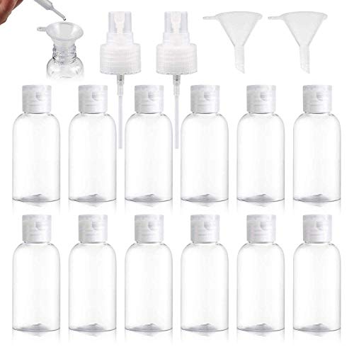 Reccisokz - 12 botellas de viaje vacías para champú, acondicionador, loción, artículos de tocador (30 ml)