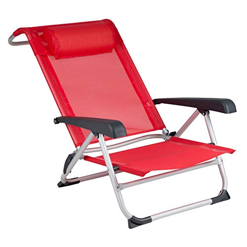 Red Mountain - Silla de Playa, Aluminio, Extremadamente Estable, Rojo, Peso 2.9 Kg