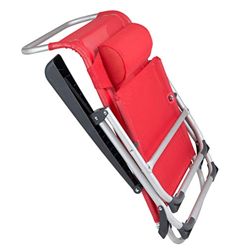 Red Mountain - Silla de Playa, Aluminio, Extremadamente Estable, Rojo, Peso 2.9 Kg