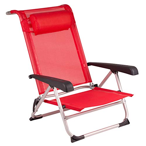 Red Mountain - Silla de Playa, Aluminio, Extremadamente Estable, Rojo, Peso 2.9 Kg