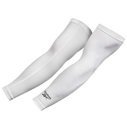 Reebok Mangas de brazo de compresión, Adultos Unisex, Blanco, L-30-35 cm