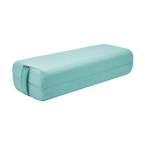 REEHUT Bolster Yoga Rectangular Cojín de Meditación de Densidad Mixta y Soporte Cómodo Relleno de Esponja y Funda de Ante Lavable con Manija (66 x 26 cm)- Verde