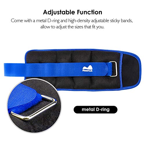 REEHUT Peso para Tobillo, Peso Durable para Muñeca (1 par) con/Correa Ajustable para Ejercicio, Ejercicio, Caminar, Footing, Gimnasia, Aeróbic, Gimnasio - Azul