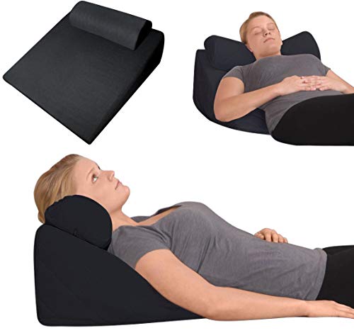 Reflux - Almohada ortopédica, de Espuma de Gel, con Apoyo Cervical, 65 x 60 x 32 cm, con Forma de cuña, Suave y Blanda, Ideal para Leer y Ver la televisión, Color Negro