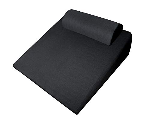 Reflux - Almohada ortopédica, de Espuma de Gel, con Apoyo Cervical, 65 x 60 x 32 cm, con Forma de cuña, Suave y Blanda, Ideal para Leer y Ver la televisión, Color Negro