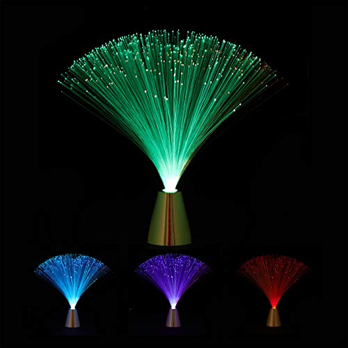 Relaxdays Lámpara de Fibra Óptica, Cambio de Color, Led, Iluminación de Ambiente, 33 cm, 1 Ud., Multicolor