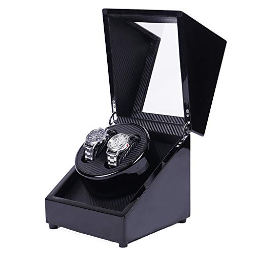 Reloj devanadera Cajas enrolladoras para relojes Black Rotary automático 2 + 0 Sillas enrolladoras silenciosas para relojes silenciosas Automáticas Caja giratoria automática Caja giratoria para reloje