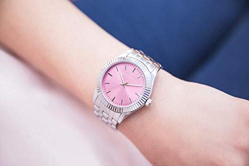 Reloj Pura Alegría - Flamingo - Analógico Mujer Cromado con Esfera Rosa y Cadena de Acero