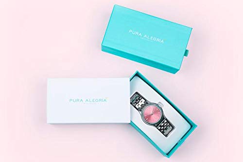 Reloj Pura Alegría - Flamingo - Analógico Mujer Cromado con Esfera Rosa y Cadena de Acero