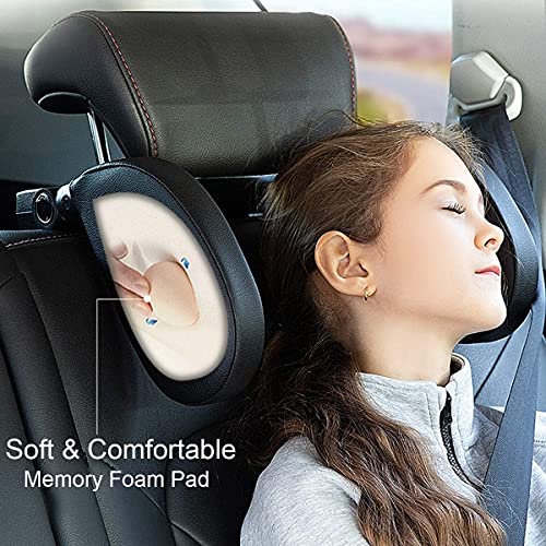 Reposacabezas multifuncional para coche, soporte para el cuello para niños, reposacabezas para coche, almohada lateral para el cuello, con varilla telescópica y clips deslizantes,negro