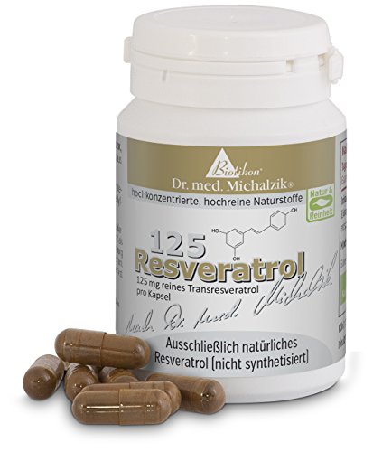 Resveratrol 125 PRO según el Dr. medicina Michalzik - 125 mg de trans-resveratrol puro y natural - con 5 mg de Piper nigrum - 70 Kpaseln - sin aditivos - de Biotikon®