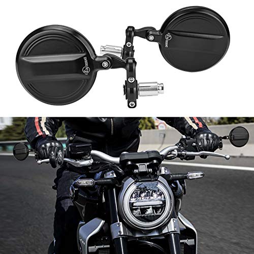 Retrovisores Moto Homologados E24 Manillar, Espejos Laterales 22 mm y 7/8" de Metal Resistentes a Golpes, Manillar Espejo Compatible con Scooter, ATV, MT07, MT09, Z750, Cb125R Z90