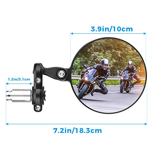 Retrovisores Moto Homologados E24 Manillar, Espejos Laterales 22 mm y 7/8" de Metal Resistentes a Golpes, Manillar Espejo Compatible con Scooter, ATV, MT07, MT09, Z750, Cb125R Z90