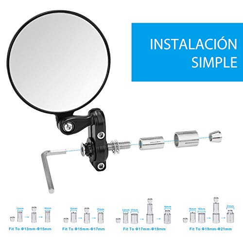 Retrovisores Moto Homologados E24 Manillar, Espejos Laterales 22 mm y 7/8" de Metal Resistentes a Golpes, Manillar Espejo Compatible con Scooter, ATV, MT07, MT09, Z750, Cb125R Z90