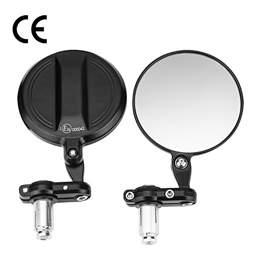 Retrovisores Moto Homologados E24 Manillar, Espejos Laterales 22 mm y 7/8" de Metal Resistentes a Golpes, Manillar Espejo Compatible con Scooter, ATV, MT07, MT09, Z750, Cb125R Z90