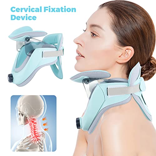 RGHS Dispositivo De Tracción Cervical Corrector De Postura Collar Cervical Ajustable Tirantes Cervicales Soporte para Estiramiento del Cuello Masaje De Cuello, Alivio del Dolor De Cuello