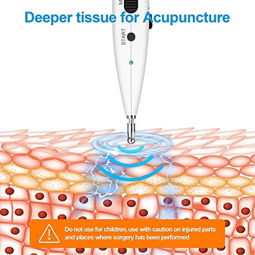 Rhorawill Acupuntura Electrónica Masaje Pen Pointer Fisioterapia Alivio del Dolor Masajeador Pluma Electrica Acupuntura La Estimulación Eléctrica Recargable Detector Puntos Acupuntura - Dos Cabezas