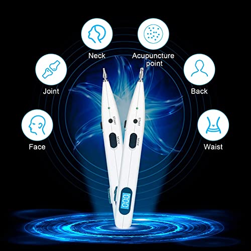 Rhorawill Acupuntura Electrónica Masaje Pen Pointer Fisioterapia Alivio del Dolor Masajeador Pluma Electrica Acupuntura La Estimulación Eléctrica Recargable Detector Puntos Acupuntura - Dos Cabezas