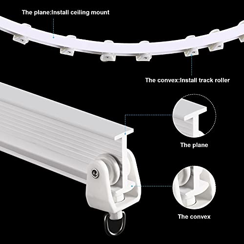 Riel de Cortina Curvo de Techo Flexible Pista Curvo de Ventanas Suave Montaje de Cortina de Techo con Ganchos de Metal, Separador de Habitaciones de Cortinas de Cama (Blanco, 5 m)