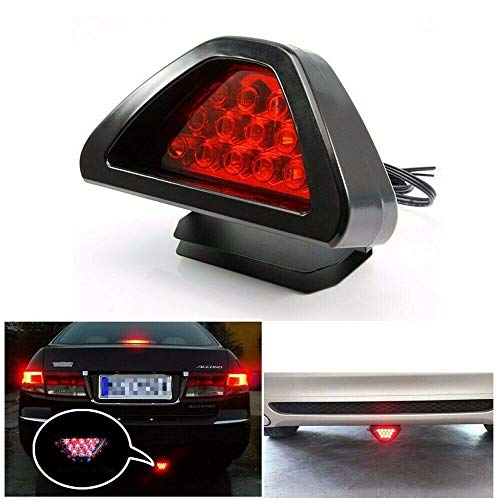 Riloer Luz de Freno Trasero del Coche, Tercera Luz de Parada de 12V Universal 12 LED, Lámpara de Cola Antiniebla con Flash Estroboscópico, Luz Roja y Carcasa Roja