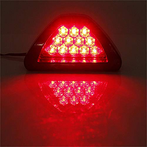 Riloer Luz de Freno Trasero del Coche, Tercera Luz de Parada de 12V Universal 12 LED, Lámpara de Cola Antiniebla con Flash Estroboscópico, Luz Roja y Carcasa Roja