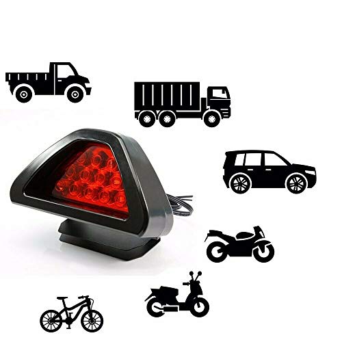 Riloer Luz de Freno Trasero del Coche, Tercera Luz de Parada de 12V Universal 12 LED, Lámpara de Cola Antiniebla con Flash Estroboscópico, Luz Roja y Carcasa Roja