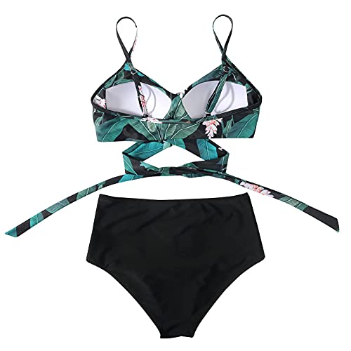 riou Mujer Bikini Traje de Baño con Cuello en V Bikinis 2021 Sujetador Dos Piezas Push-up Sexy Ropa de Playa Falda de Playa Tops y Braguitas Bañador Vacaciones