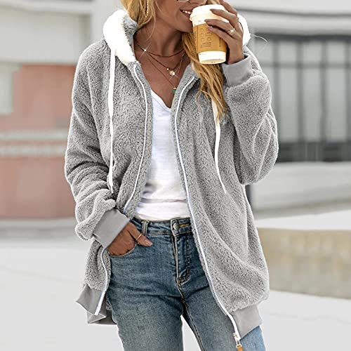 riou Mujer Sudadera con Capucha Chaqueta Jersey Talla Grande Hoodie Suave y Confortable Suelto Empalme de Rayas Manga Larga Suéter Cálido Pullover Otoño Invierno