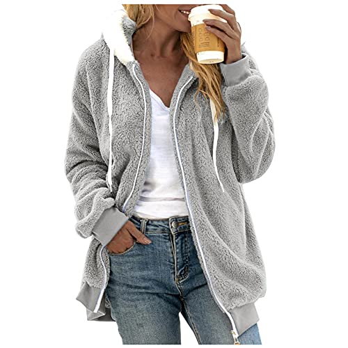 riou Mujer Sudadera con Capucha Chaqueta Jersey Talla Grande Hoodie Suave y Confortable Suelto Empalme de Rayas Manga Larga Suéter Cálido Pullover Otoño Invierno