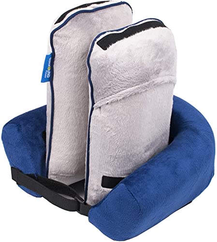 Roamwild Surround Travel Pillow EVO - Almohada de cuello y cabeza, barbilla y soporte para cabeza ajustable, diseño de Invención británica (azul marino)