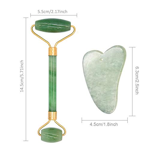 Rodillo De Jade,Facial Masaje Piedra Gua Sha Jade, Masajeador Roller Tools Anti Aging Belleza Natural Dispositivo Herramienta, Para Cuello Cara Ojos Cabeza Cuerpo