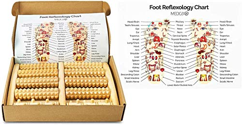 Rodillo masajeador doble: pies (grandes), alivia dolor en el arco, talón y fascitis plantar y ayuda a mejorar la circulación. Herramienta para máquina de reflexología de acupresión por MEDCA