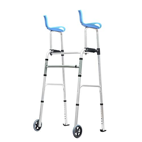 Rollator Andador Plegable con Soporte 3 En 1 con Disparador Y Ruedas Soporta hasta 160 Kg, Compacto, Ligero Y Portátil - con Pies De Trineo, Soporte Y Agarre del Brazo De Esponja