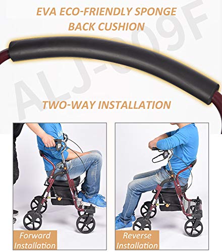 Rollator De Ruedas Ligero, Andador Plegable De 4 Ruedas con Soporte para Asiento Y Respaldo, Asas Ergonómicas con Freno, Cesta De Almacenamiento