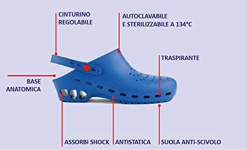 Rosato Zuecos sanitarios de goma Clogs autoclavables a 134 °, antiestáticos e hipoalergénicos - Made in Italy turquesa 36-37