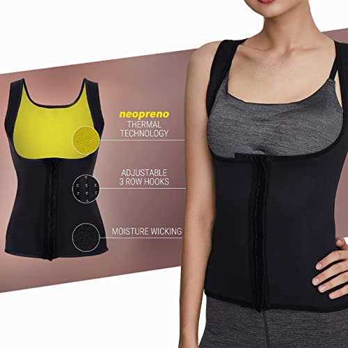 Roseate Faja Reductora Mujer Camisetas Sauna Chaleco Neopreno de Sudoración para Deporte Forma de Cuerpo y Sudor Caliente sin Cremallera/Cierre de Gancho S